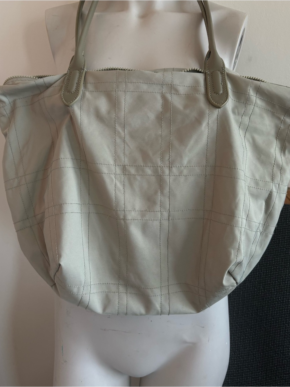 Zara Light Sage Quilted Tote Bag